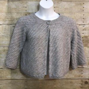 Tu Sweater UK Size 18 US 14 Beige One Button Cardigan 3/4 Sleeve Acrylic Alpaca